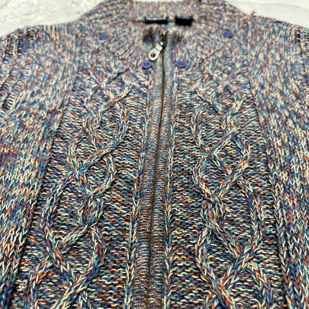 North Crest Women's Multi Color Cable Knit Zip Up Cardigan Sweater Size L - Picture 2 of 7